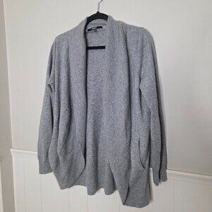 QUINCE Solid Grey Mongolian Cashmere Open Cardigan Sweater